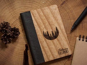 Блокнот из дерева с кожей Арт.001173